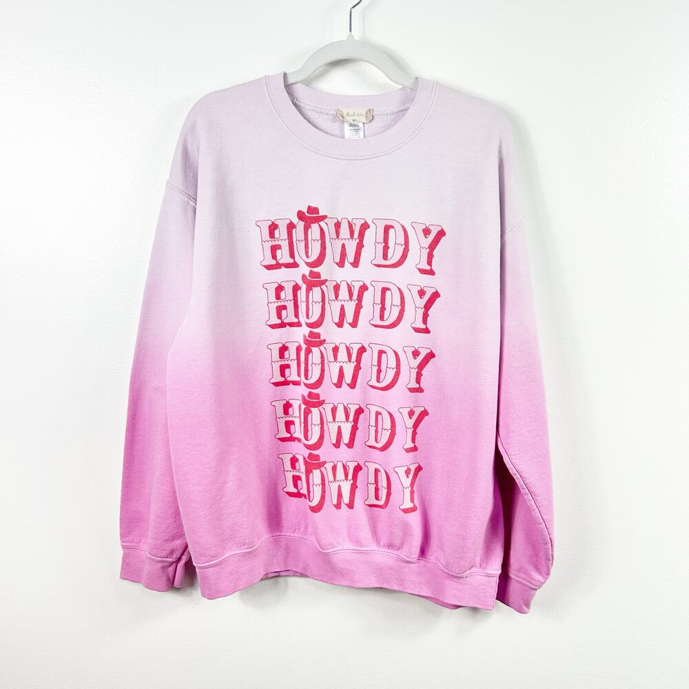 Altar’d State Pink Ombré ‘Howdy’ Sweatshirt Crewneck Preppy Cowgirl Small Medium